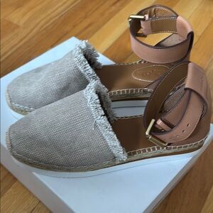 T-Big Canvas Beige Natural Calf Sandals